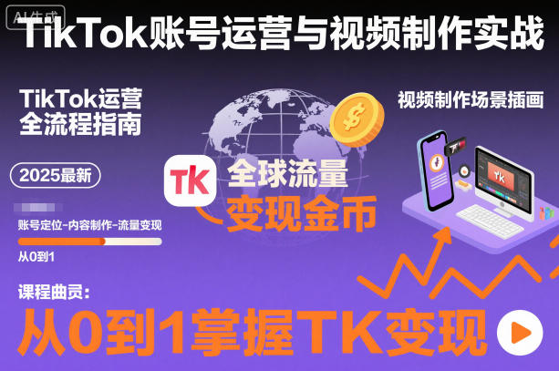 2025最新TikTok账号运营与视频制作实战全流程,从0到1掌握TK变现(含11月最新TK搬运技术)-独家科技资源网