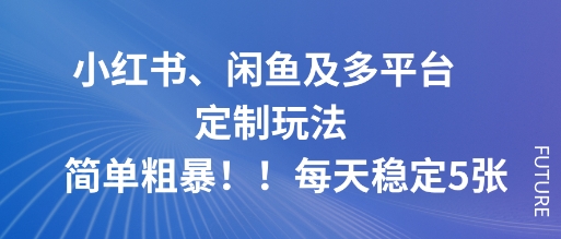 小红书、闲鱼及多平台定制玩法简单粗暴！每天稳定5张-独家科技资源网