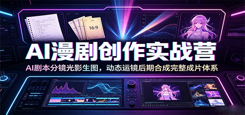 AI漫剧创作实战营：AI剧本分镜光影生图，动态运镜后期合成完整成片体系-独家科技资源网