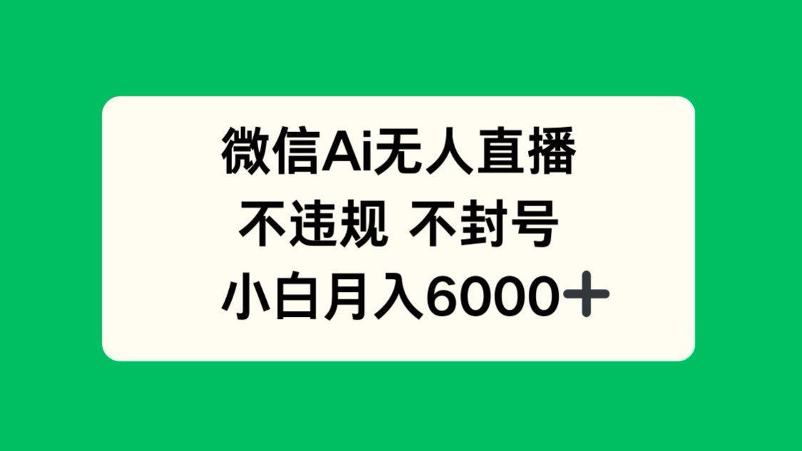 微信AI无人直播，不违规 不封号 ，小白月入6000+-独家科技资源网