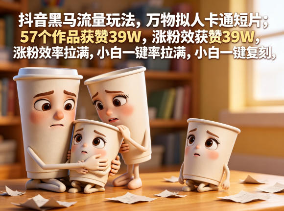 抖音黑马流量玩法,万物拟人卡通短片,57个作品获赞39W,涨粉效率拉满,小白一键复刻,保姆级拆解-独家科技资源网
