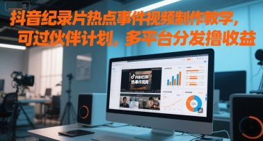 抖音纪录片热点事件视频制作教学，可过伙伴计划，多平台分发撸收益-独家科技资源网