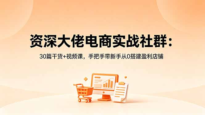 资深大佬电商实战社群:30篇干货+视频课,手把手带新手从0搭建盈利店铺-独家科技资源网