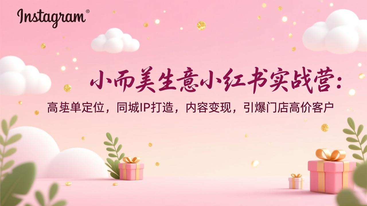 小而美生意小红书实战营：高客单定位，同城IP打造，内容变现，引爆门店高价客户-独家科技资源网