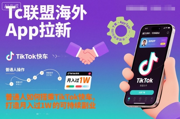 Tc联盟海外App拉新：普通人如何搭乘TikTok快车，打造月入过1W的可持续副业-独家科技资源网