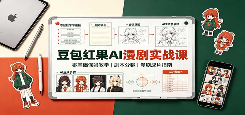 豆包红果AI漫剧实战课：零基础保姆教学，剧本分镜，漫剧成片指南-独家科技资源网