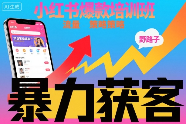小红书爆款培训班,小红书获客野路子流量打法,暴力持续获客-独家科技资源网