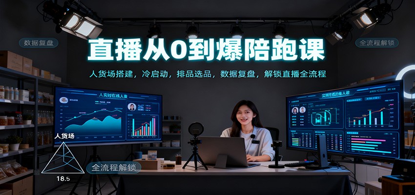 直播从0到爆陪跑课:人货场搭建,冷启动,排品选品,数据复盘,解锁直播全流程-独家科技资源网