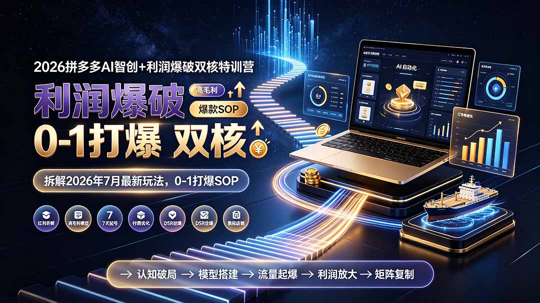 2026拼多多AI智创+利润爆破双核特训营-更新:拆解2026年7月最新玩法,0-1打爆SOP-独家科技资源网