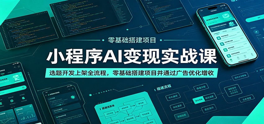 小程序AI变现实战课:选题开发上架全流程,零基础搭建项目并通过广告优化增收-独家科技资源网