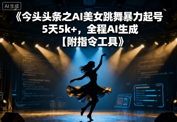 今日头条之AI美女跳舞暴力起号，5天1k+，全程AI生成【附指令工具】-独家科技资源网
