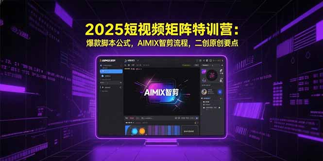 2025短视频矩阵特训营：爆款脚本公式，AIMIX智剪流程，二创原创要点-独家科技资源网