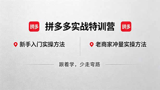 拼多多实战特训营(更新5月3-独家科技资源网