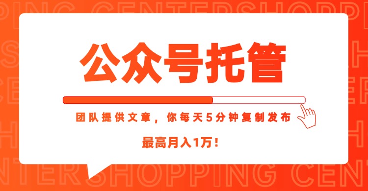 【公众号托管 】我提供文章，你每天５分钟复制发布，最高月入1W-独家科技资源网