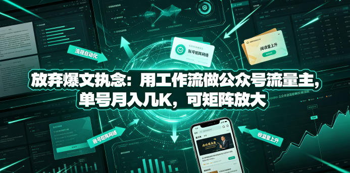 放弃爆文执念：用工作流做公众号流量主，单号月入几K，可矩阵放大-独家科技资源网