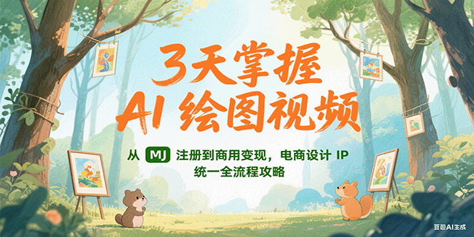 3天掌握AI绘图视频，从MJ 注册到商用变现，电商设计IP统一全流程攻略-独家科技资源网