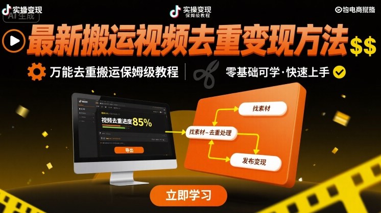 最新搬运视频去重变现方法，万能去重搬运保姆级教程-独家科技资源网