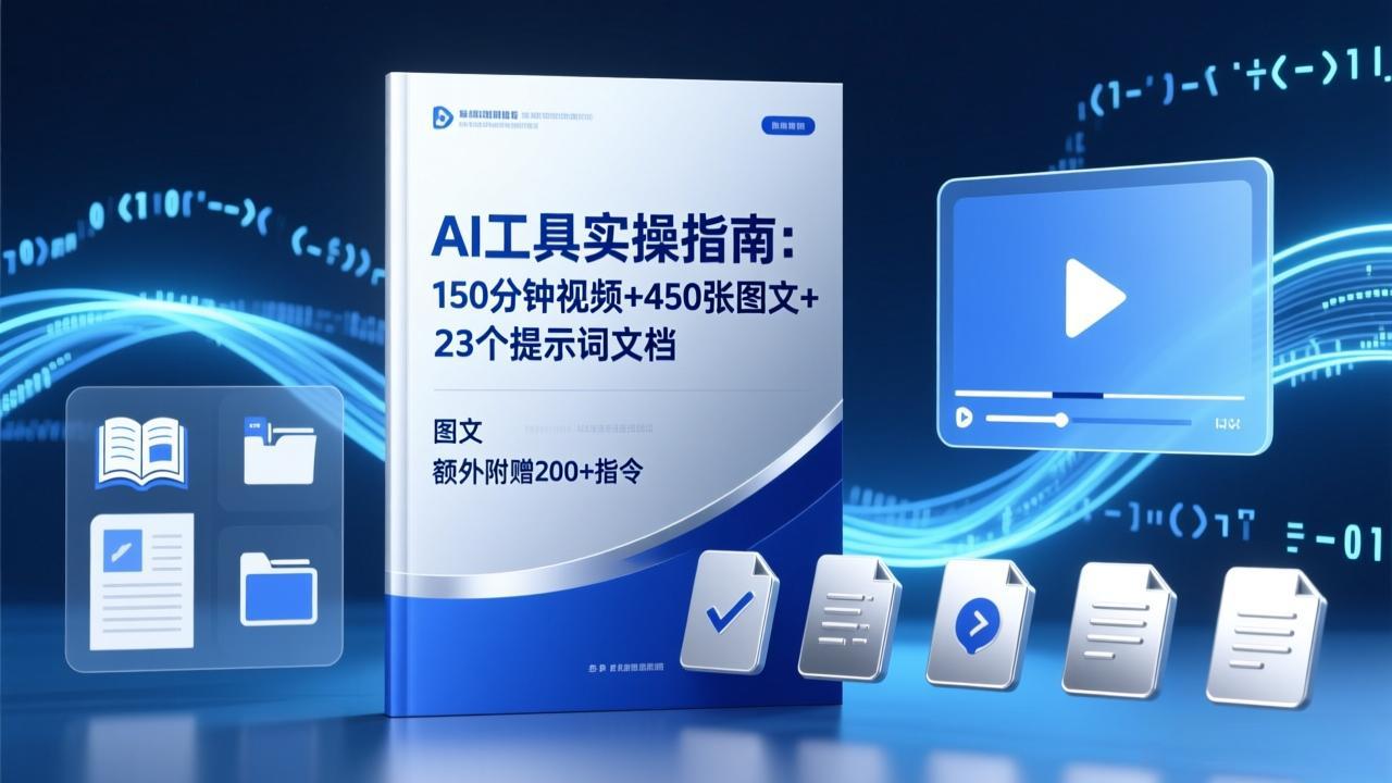 AI工具实操指南：150分钟视频+450张图文+23个提示词文档，额外附赠200+指令-独家科技资源网