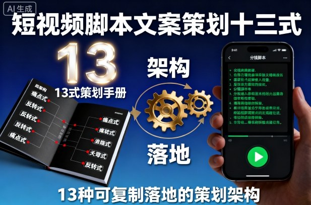 短视频脚本文案策划十三式，13种可复制落地的策划架构-独家科技资源网