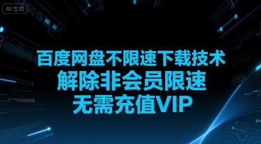 百度网盘不限速下载技术，解除非会员限速，无需充值VIP-独家科技资源网