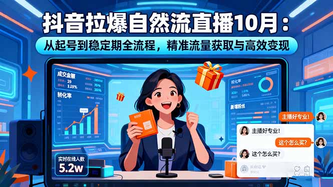 抖音拉爆自然流直播10月：从起号到稳定期全流程，精准流量获取与高效变现-独家科技资源网