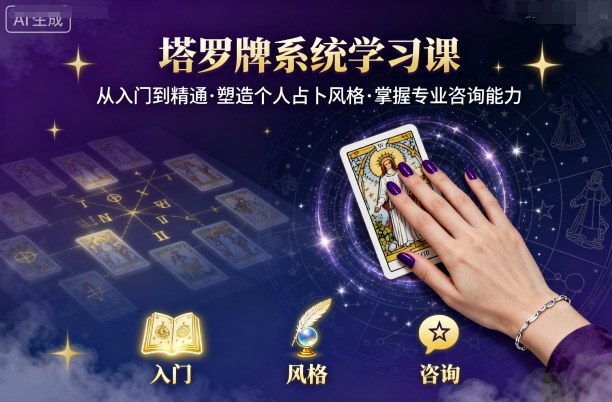 塔罗牌系统学习课，助你从入门到精通，塑造个人占卜风格，掌握专业咨询能力-独家科技资源网