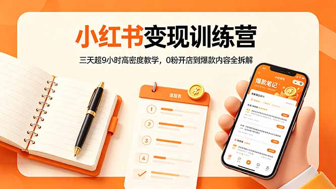 小红书变现训练营：三天超9小时高密度教学，0粉开店到爆款内容全拆解-独家科技资源网