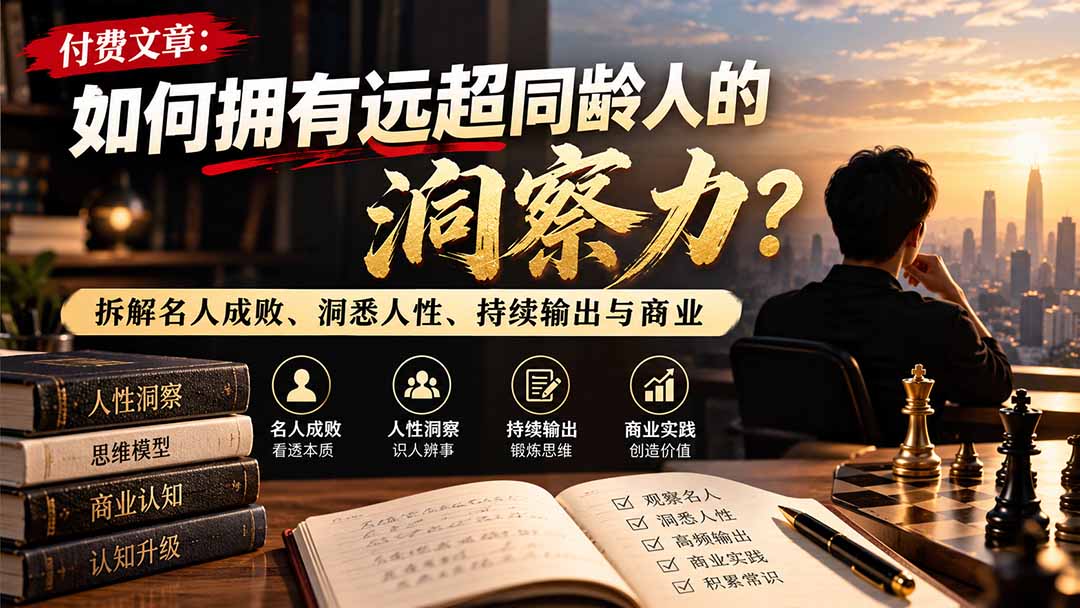 付费文章:如何拥有远超同龄人的洞察力?拆解名人成败、洞悉人性、持续输出与商业实践-独家科技资源网