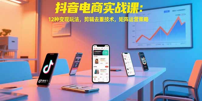 抖音电商实战课：12种变现玩法，剪辑去重技术，矩阵运营策略-独家科技资源网