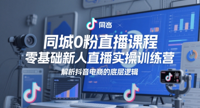 同城0粉直播课程，零基础新人直播实操训练营，解析抖音电商的底层逻辑-独家科技资源网