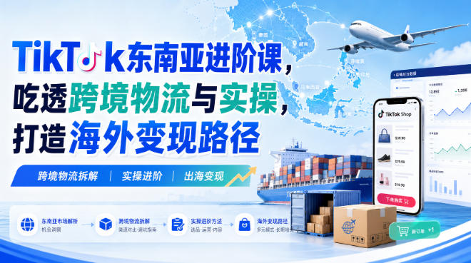 TikTok东南亚进阶课,吃透跨境物流与实操,打造海外变现路径-独家科技资源网