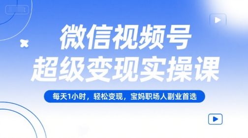 微信视频号超级变现实操课，每天1小时，轻松变现，宝妈职场人副业首选-独家科技资源网