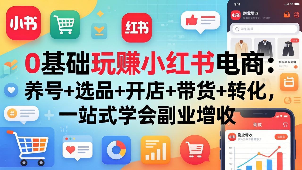 0基础玩赚小红书电商:养号+选品+开店+带货+转化,一站式学会副业增收-独家科技资源网