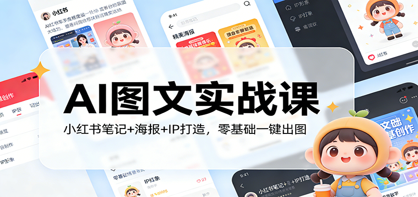 AI图文实战课：小红书笔记+海报+IP打造，零基础一键出图-独家科技资源网
