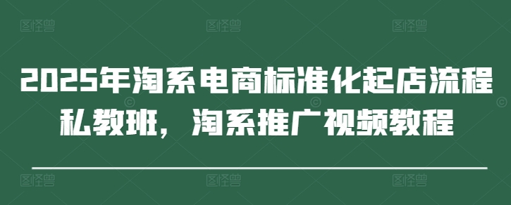 2025年淘系电商标准化起店流程私教班，淘系推广视频教程-独家科技资源网