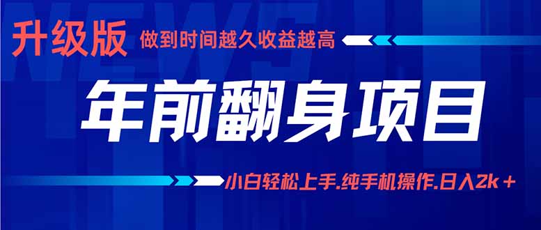 年前翻身项目，新手小白月入3w+，纯手机一条龙实操玩法-独家科技资源网