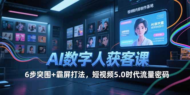 AI数字人获客课，6步突围+霸屏打法，短视频5.0时代流量密码-独家科技资源网