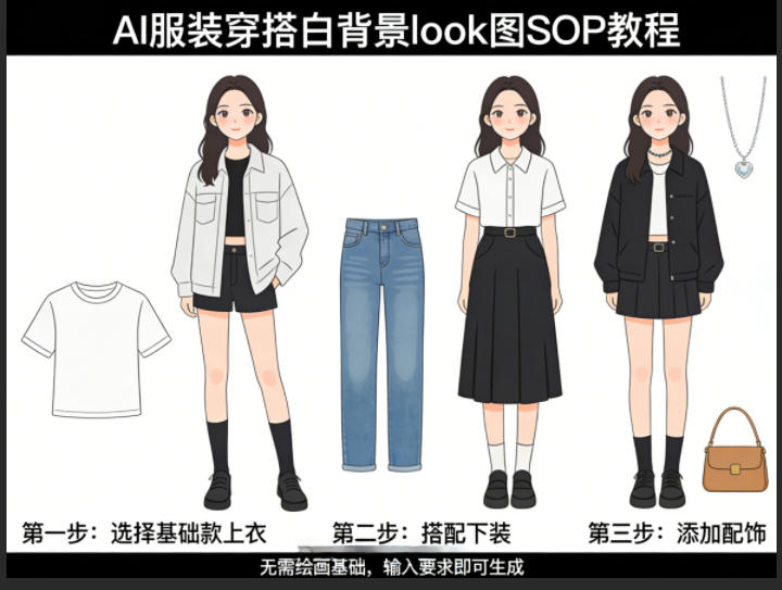 AI服装穿搭白背景look图SOP教程，不用会画画，提几句具体要求，AI就能还你一个奇迹-独家科技资源网