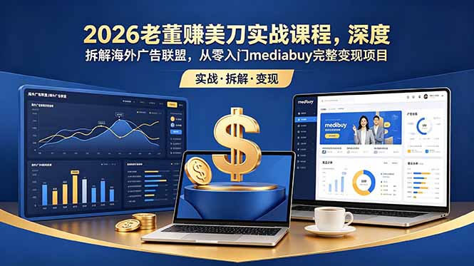 2026老董赚美刀实战课程，深度拆解海外广告联盟，从零入门mediabuy完整变现项目-独家科技资源网