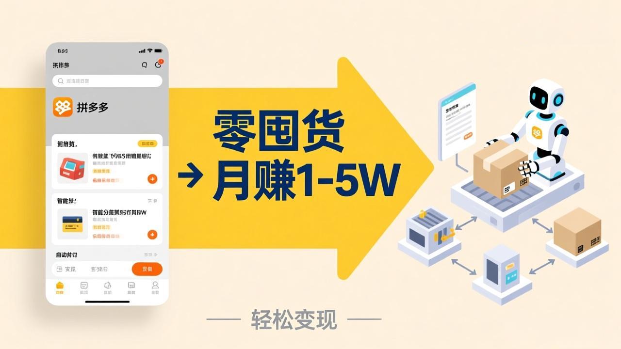 不用囤货不用跑单！拼多多虚拟玩法，机器人管理发货和客服，帮你月赚 1-5W-独家科技资源网