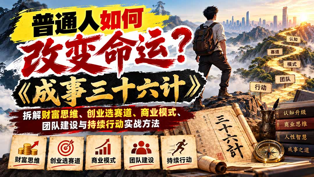 普通人如何改变命运？《成事三十六计》拆解财富思维、创业选赛道、商业模式、团队建设与持续行动实战方法-独家科技资源网