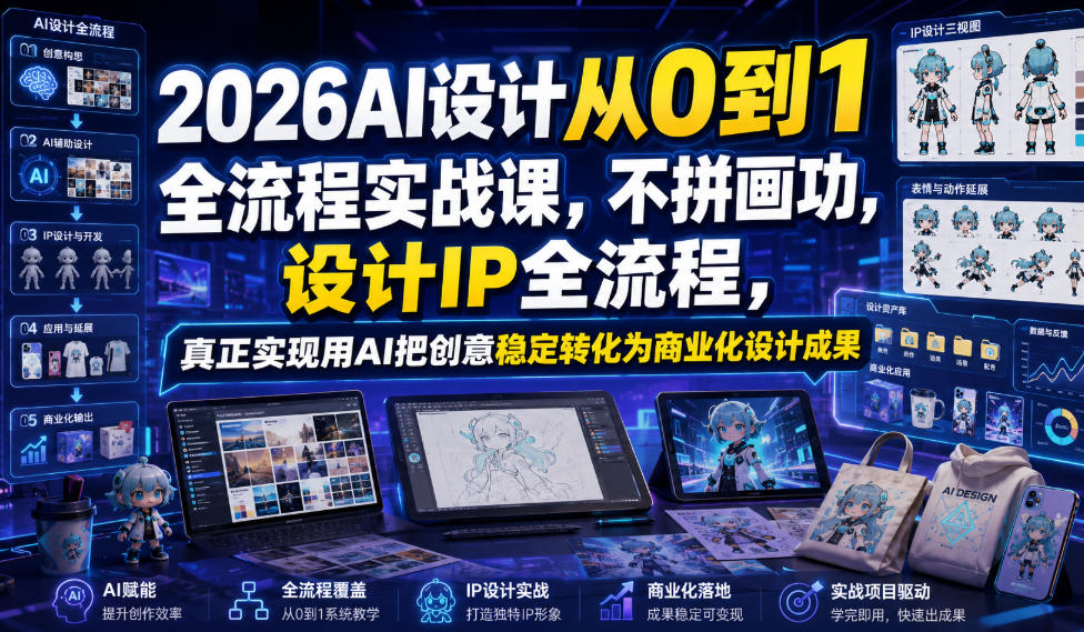 2026AI设计从0到1全流程实战课,不拼画功,设计IP全流程,真正实现用AI把创意稳定转化为商业化设计成果-独家科技资源网