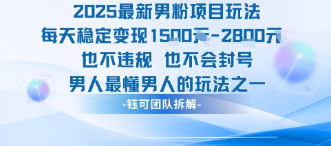 2025最新男粉项目玩法每天变现1k+也不违规也不会封号男人最懂男人的玩法-独家科技资源网