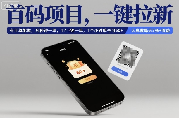 首码项目,一键拉新,有手就能做,几秒钟一单,1个小时单号可60+,认真做每天5张+收益【揭秘】-独家科技资源网