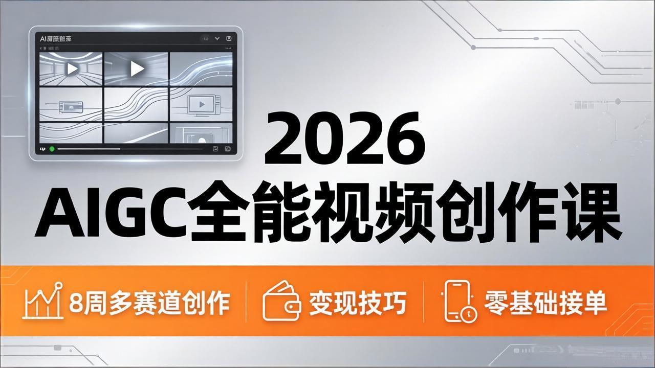 2026AIGC全能视频创作课，8周吃透多赛道创作+变现，零基础也能高效出片接单-独家科技资源网