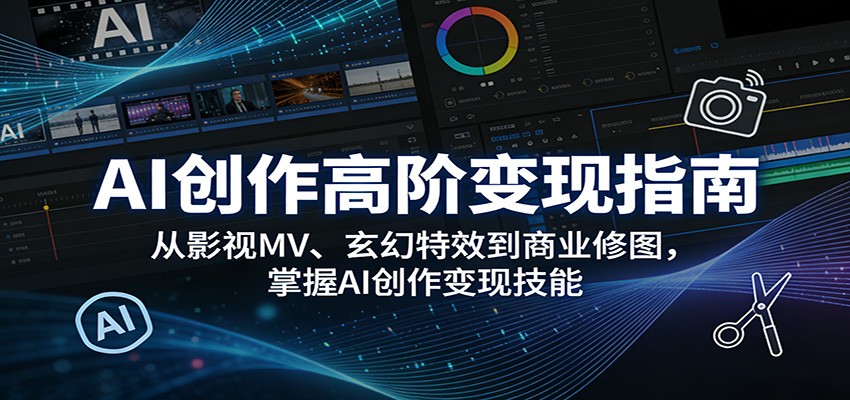 AI创作高阶变现指南：从影视MV、玄幻特效到商业修图，掌握AI创作变现技能-独家科技资源网