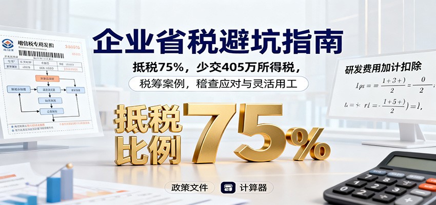 企业省税避坑指南：抵税75%，少交405万所得税，税筹案例，稽查应对与灵活用工-独家科技资源网