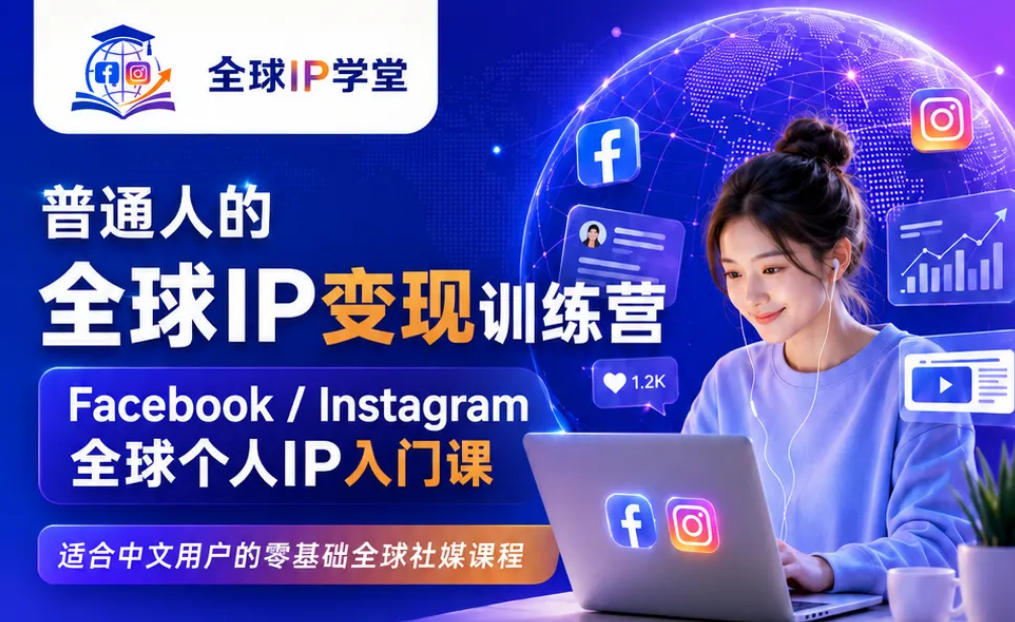 普通人的全球IP变现训练营,Facebook/Instagram全球个人IP入门课,零基础全球社媒课程-独家科技资源网