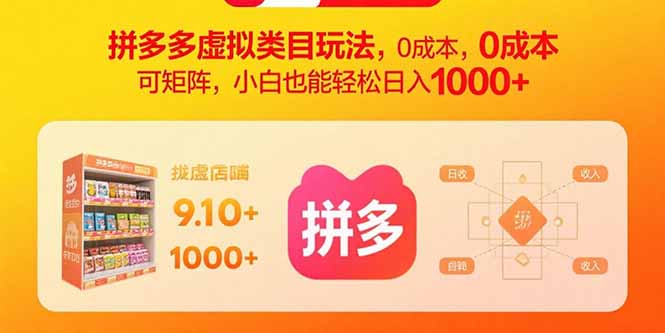拼多多虚拟类目玩法，0成本，可矩阵，小白也能轻松日入1000+-独家科技资源网