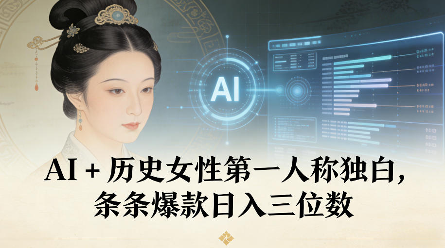 AI+历史女性第一人称独白,条条爆款日入三位数-独家科技资源网